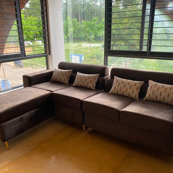 l shape sofa set brown color design