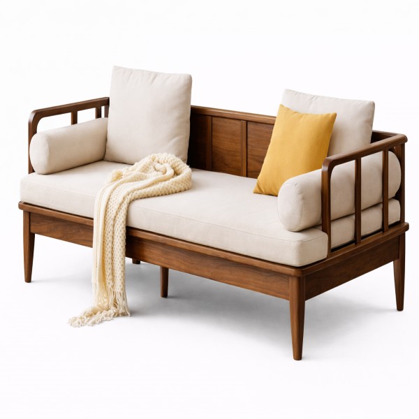 2 seater wooden sofa