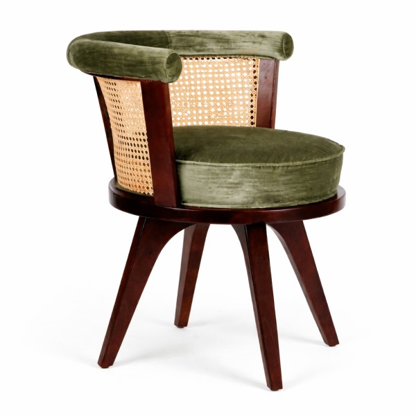 Mid-century modern accent chair with cane details suhaus