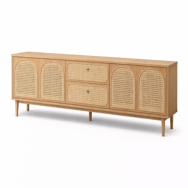 Mid-century modern oak sideboard with cane