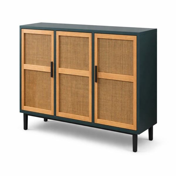 Mid-century modern sideboard with rattan doors