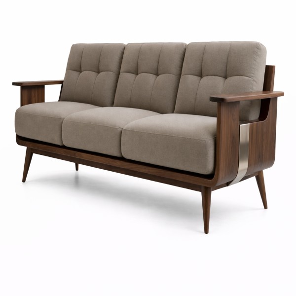 Mid-century modern sofa with walnut frame