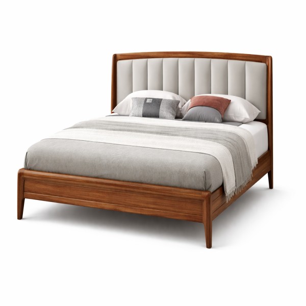 Mid-century modern walnut bed design