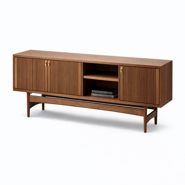Mid-century modern walnut media console