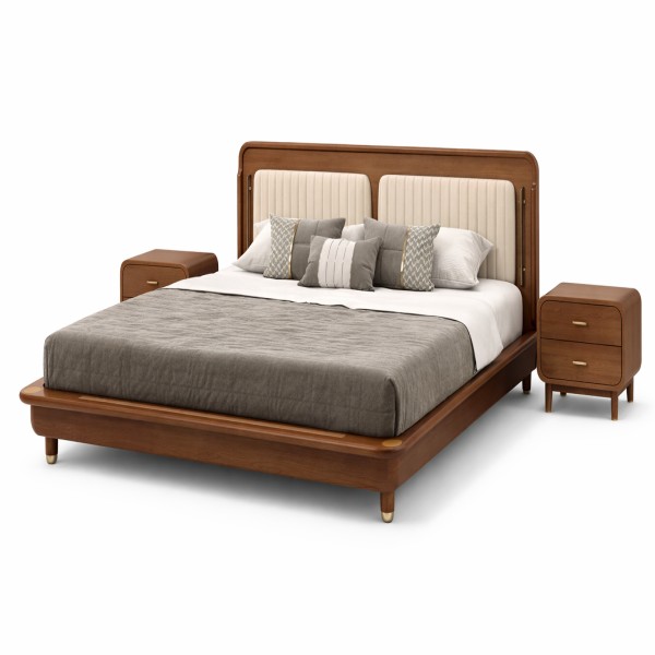 Modern king-size bed with nightstands
