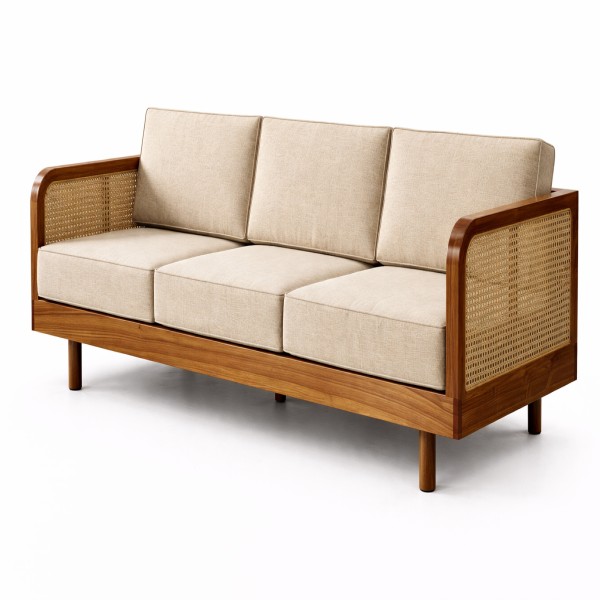 wooden 3 seater sofa