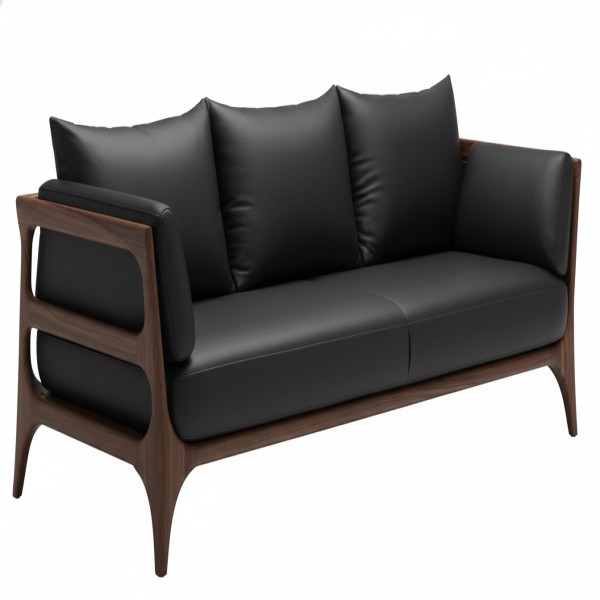 Mid-century modern sofa with walnut frame