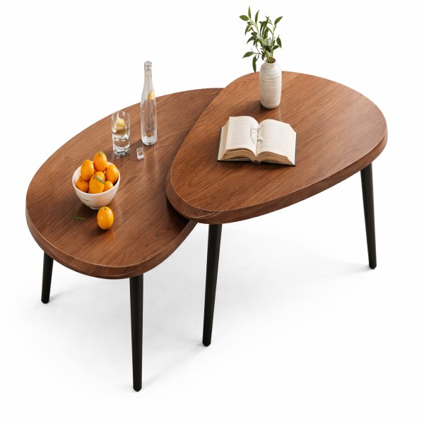 Warm wood tables with fresh accents