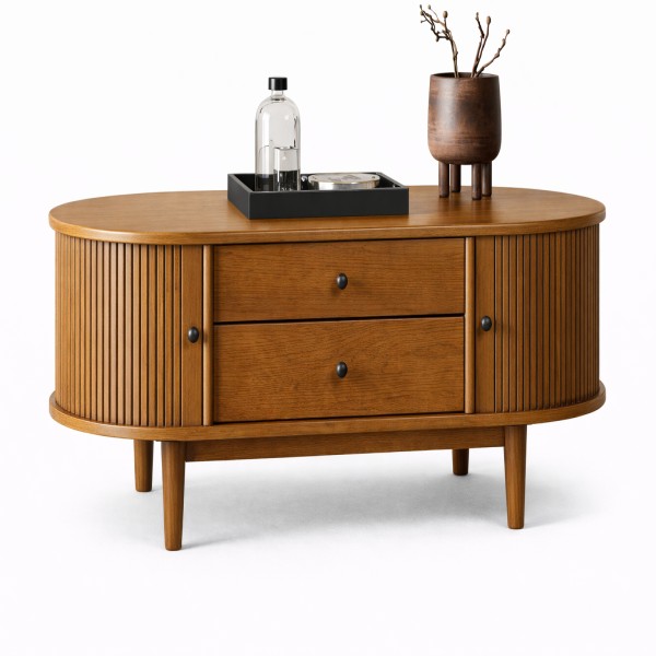Wooden coffee table with decorative accents