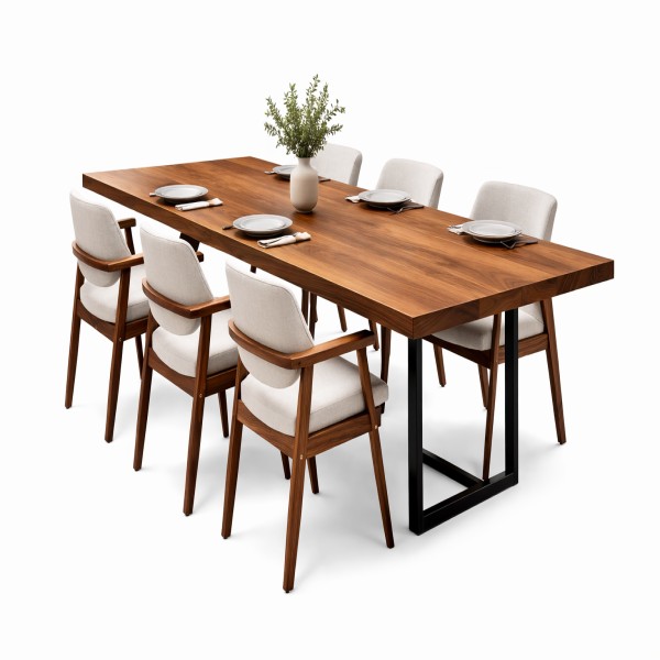 wooden table and chairs