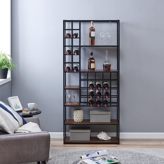 Suhaus-Wine Rack-Freestanding-Black.